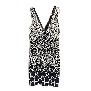 Nicole Miller Size 4 Animal Print Dress Sleeveless Black Sheath Artelier Lined